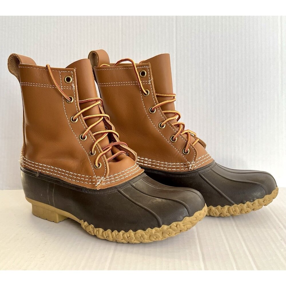 Unused LL Bean Duck Boots waterproof brown leather outdoor boots size 8W - Picture 2 of 11